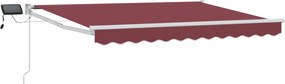 vidaXL Marchiză retractabilă manuală cu led-uri Roșu Burgund 3 x 2,5 m