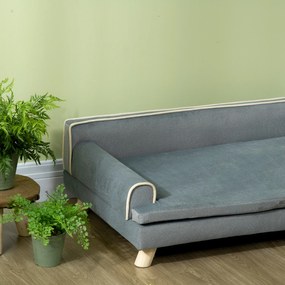 PawHut Pat canapea pentru câine pisică design scandinav cu pernă moale detașabilă și picioare din lemn masiv 100 x 62 x 32 cm gri | Aosom Romania