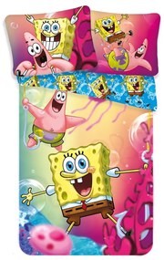 Lenjerie de pat pentru copii din bumbac pentru pat de o persoană 140x200 cm Sponge Bob – Jerry Fabrics