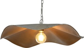 Lustră suspendată din metal, alb și auriu, finisaj patinat, 16 x 77 cm, „Provins”