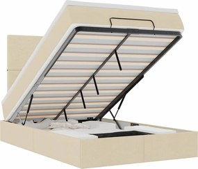 vidaXL Cadru de pat otoman cu saltea crem 120x190cm stofa