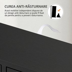 HOMCOM Dulap de Baie cu 4 Sertare, Dulap cu 2 Niveluri și Mânere Decupate, din Lemn, 54x29x83 cm, Negru | Aosom Romania