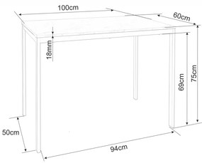 Set de dining 1 + 4, masa RAMOD alb/decor stejar + scaune OSAKA alb