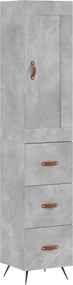 vidaXL Dulap înalt, gri beton, 34,5x34x180 cm, lemn prelucrat
