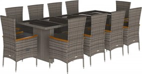 vidaXL Set mobilier de grădină cu perne, 11 piese, gri, poliratan