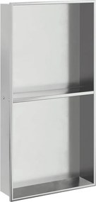 vidaXL Nișă de duș, argintiu periat, 32x62x9 cm, oțel inoxidabil