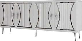 Consola, Hanah Home, Tean, 150x75x35 cm, Alb / Argintiu