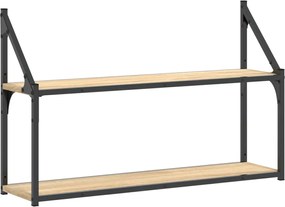 vidaXL Raft cu 2 niveluri stejar sonoma 80x21x51 cm, lemn prelucrat