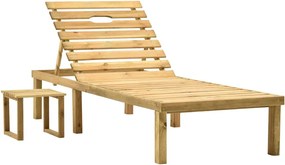 vidaXL Șezlong de grădină cu masă, lemn de pin tratat
