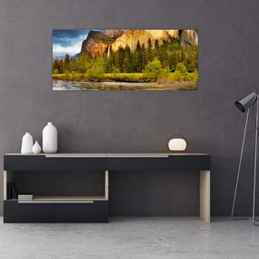 Tablou - Stânci lăngă lac (120x50 cm)