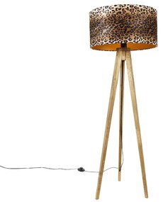 Triplu rustic cu abajur leopard 50 cm - Tripod Classic