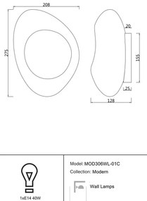 Aplica de perete cu forma geometrica asimetrica Mabell cupru