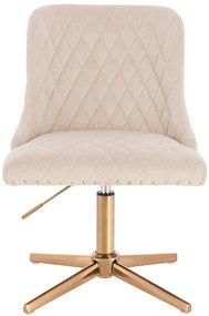 HR940CROSS Scaun Crem din Catifea cu Bază Aurie