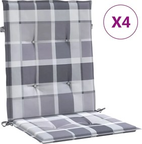 vidaXL Perne cu spătar, gri carouri, 4 buc., 100x50x3cm, textil Oxford