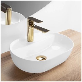 Lavoar pe blat Rea Aura oval 42 cm alb lucios