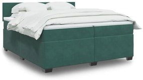 3286399 vidaXL Pat box spring cu saltea, verde închis, 200x200 cm, catifea