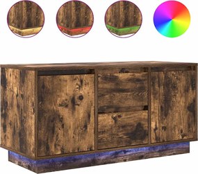 vidaXL Comodă TV cu lumini LED, stejar fumuriu, 100x41x50 cm