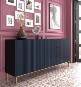 Comodă F 3D3S 200 Rowanna (Negru + albastru închis + Auriu). 1125074