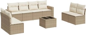 vidaXL Set canapele de grădină, 9 piese, cu perne, bej, poliratan