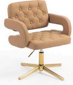 HR8403CROSS Scaun Caramel Piele Ecologica Premium Soft cu Bază Aurie