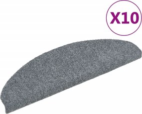 vidaXL Covorașe autoadezive pentru scări, 10 buc., 65x21x4 cm, gri deschis, semirotunde, mari