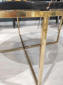Masuta de cafea Pelio negru/gold si marmura – H42 cm