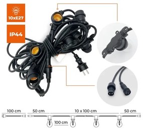 Lanț decorativ de exterior MIMOSA 10xE27/1,3W/230V IP44 10 m