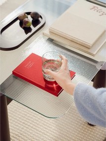 Măsuță de cafea burgundy cu blat din sticlă 55x105 cm Kob – noo.ma