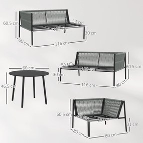 Outsunny Set Grădină Modular 5 Locuri Gri Închis | Aosom Romania