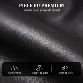 HOMCOM Fotoliu Relax Reclinabil Manual 155° cu Suport pentru Picioare, din Piele Ecologică PU, pentru Living și Dormitor, 69x91x100 cm, Negru | Aosom Romania