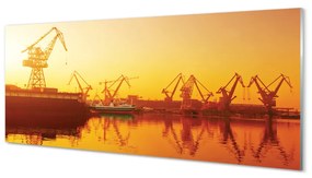 Tablouri pe sticlă Șantierul naval Gdańsk răsărit de soare