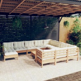 3097052 vidaXL Set mobilier grădină cu perne 12 piese maro miere lemn de pin