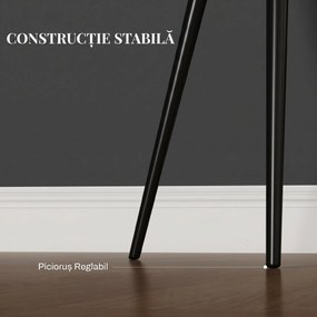 HOMCOM Set 2 Scaune Tapițate în Stil Nordic cu Brațe și Picioare din Oțel pentru Sufragerie, 54x57x80 cm, Negru | Aosom Romania