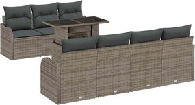 vidaXL Set de canapele pentru grădină cu pernă 8 pcs Gri Poli Rattan