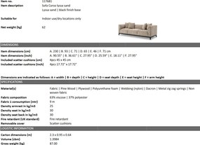 Canapea fixa design LUX Corso, lyssa sand