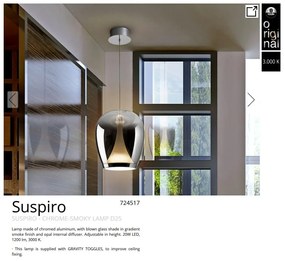 Lustra/Pendul LED modern design decorativ Suspiro D-25cm crom/fumuriu