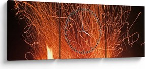 Tablou cu focul (cu ceas) (90x30 cm)