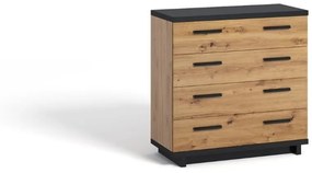 Supermobel Comodă INES K4SZ, 90x90x40, stejar artisan/negru