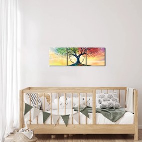 Tablou – Arbore pictat al anotimpurilor (cu ceas) (90x30 cm)