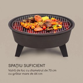 Blumfeldt Nolana, bol de foc 2-în-1, Ø73cm, arzător cu scânteie, Ø64cm, grill, oțel, negru