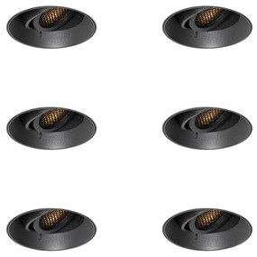 Set de 6 spoturi încastrate moderne negre GU10 rotunde fără ramă - Oneon Honey