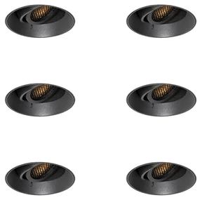 Set de 6 spoturi încastrate moderne negre GU10 rotunde fără ramă - Oneon Honey
