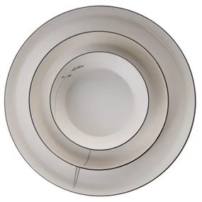 Set de veselă 27 piese din porțelan, alb/negru