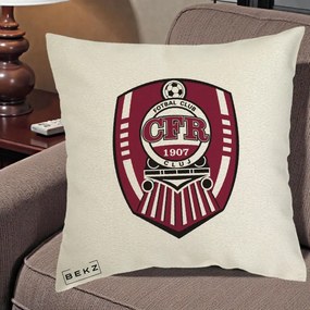 Perna Personalizata CFR Cluj Fotbal Club 1907, 40x40 cm, Ecru, Husa Detasabila, Perna Inclusa, BEKZ®