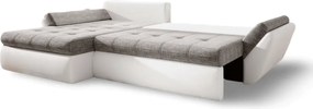 Colțar extensibil dumonde cu ladă de depozitare si sezut confortabil din spuma high-density, Loana Magma White II 275x185 cm