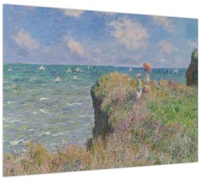 Tablou pe sticlă - Claude Monet, Cliff Walk at Pourville, reproducere (70x50 cm)