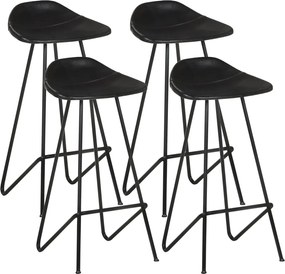 vidaXL Scaune de bar, 4 buc., negru, piele naturală
