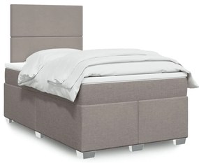 vidaXL Pat box spring cu saltea, gri taupe, 120x200 cm, textil