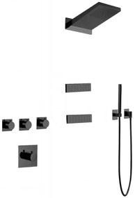 Mexen Fall set de duș încastrat, negru - 7602-04-70