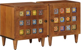 vidaXL Dulap de noapte 2 pcs Maro 40 x 33 x 46 cm Lemn de mango solid